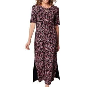 J. Jill Wearever Collection Dress Blue Pink Floral XL T-Shirt Style Maxi Comfort